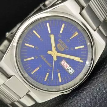 Б/У оригинальные винтажные часы SEIKO 5 AUTOMATIC JAPAN MENS C СИНИМ ЦИФЕРБЛАТОМ a433696-2 R118-a433696