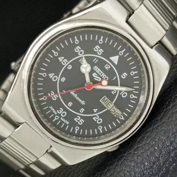 Б/У оригинальные винтажные часы SEIKO 5 с автоподзаводом из Японии мужские черные часы с черным циферблатом a433878-2 R119-a433878