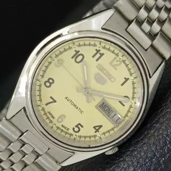 Б/у оригинальные винтажные часы SEIKO 5 с автоподзаводом из Японии, мужские, бежевый циферблат a433293-2 R115-a433293