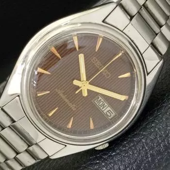 Б/у оригинальные винтажные часы SEIKO AUTOMATIC 7019A из Японии с коричневым циферблатом a433315-2 R115-a433315