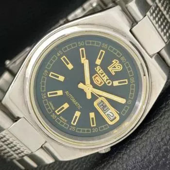 Б/У оригинальные винтажные часы SEIKO 5 AUTOMATIC JAPAN MENS C СИНИМ ЦИФЕРБЛАТОМ a435076-2 R122-a435076