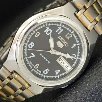 Б/У оригинальные винтажные мужские часы SEIKO 5 с автоподзаводом из Японии с черным циферблатом a433307-2 R115-a433307