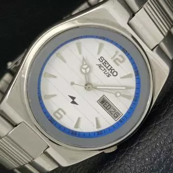 Б/У оригинальные винтажные мужские часы SEIKO ACTUS AUTOMATIC JAPAN с белым циферблатом a433881-2 R119-a433881