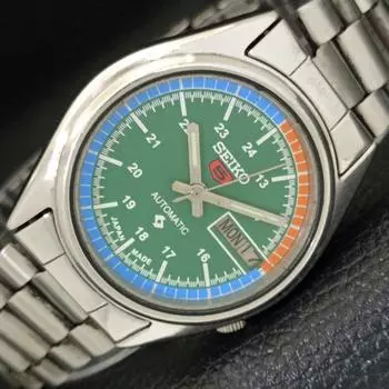 Б/У подлинные старинные автоматические мужские часы SEIKO 5 из Японии с зеленым циферблатом a433323-2 R115-a433323