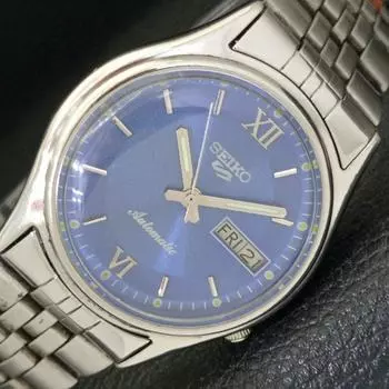 Б/У подлинные старинные автоматические мужские часы SEIKO 5 из Японии с синим циферблатом a433301-2 R115-a433301