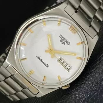 Б/У подлинные старинные автоматические мужские часы SEIKO 5 из Японии с белым циферблатом a433282-2 R115-a433282