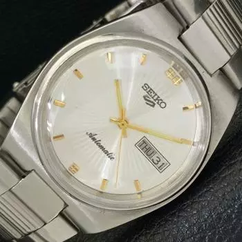 Б/У подлинные старинные автоматические мужские часы SEIKO 5 из Японии с серебряным циферблатом a433258-2 R115-a433258