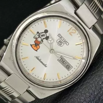 Б/У подлинные старинные автоматические мужские часы SEIKO 5 из Японии с серебряным циферблатом a433895-2 R119-a433895