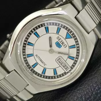 Б/У подлинные старинные автоматические мужские часы SEIKO 5 из Японии с белым циферблатом a433699-2 R118-a433699