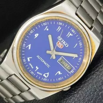 Б/У подлинные винтажные автоматические мужские часы SEIKO 5 из Японии с синим циферблатом a433337-2 R115-a433337