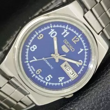 Б/У подлинные винтажные автоматические мужские часы SEIKO 5 из Японии с синим циферблатом a433322-2 R115-a433322