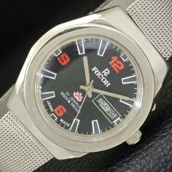 Б/у RICOH R31 JAPAN MENS AUTOMATIC DAY&DATE ЧЕРНЫЙ ЦИФЕРБЛАТ a433086-2 R114-a433086
