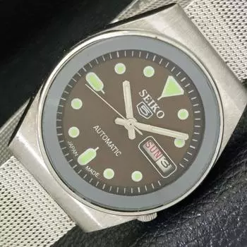 Б/У SEIKO 5 JAPAN 6309A МУЖСКИЕ АВТОМАТИЧЕСКИЕ НАРУЧНЫЕ ЧАСЫ С КОРИЧНЕВЫМ ЦИФЕРБЛАТОМ a427855-2 R1054-a427855