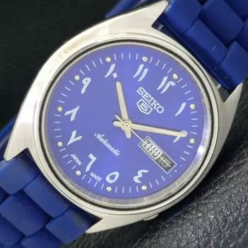 Б/У SEIKO 5 JAPAN MENS DAY/DATE 6119C АВТОМАТИЧЕСКИЕ НАРУЧНЫЕ ЧАСЫ С СИНИМ ЦИФЕРБЛАТОМ a427902-2 R1054-a427902