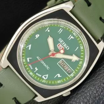 Б/У винтажные автоматические японские мужские часы SEIKO 5 с арабским зеленым циферблатом a434657-2 R121-a434657
