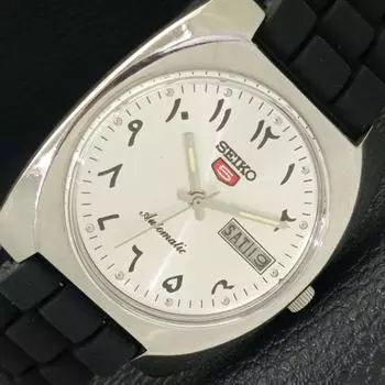 Б/У винтажные автоматические японские мужские часы SEIKO 5 с арабским серебряным циферблатом a435082-2 R122-a435082