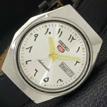 Б/У винтажные автоматические японские мужские часы SEIKO 5 с арабским серебряным циферблатом a435079-2 R122-a435079