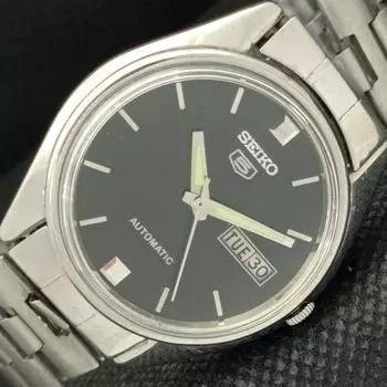Б/У винтажные часы SEIKO 5 AUTO 7006A JAPAN MENS D/D BLACK WATCH 593c-a314916-2 SKU593c-a314916
