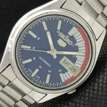 Б/У винтажные часы SEIKO 5 AUTOMATIC 7019A JAPAN MENS D/D BLUE WATCH 608g-a316359-9 SKU608g-a316359