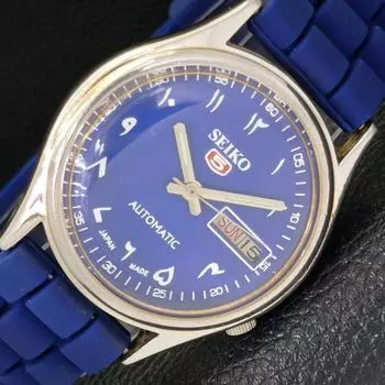 Б/У винтажные часы SEIKO 5 AUTOMATIC 7009A JAPAN MENS ARABIC BLUE DIAL WATCH a433265-2 R115-a433265