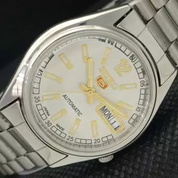 Б/У винтажные часы SEIKO 5 AUTOMATIC 7S26A JAPAN MENS D/D WHITE WATCH 596-a312812-9 SKU596-a312812