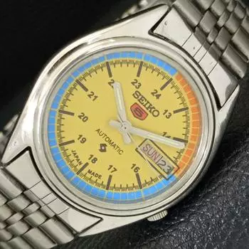 Б/У винтажные мужские часы SEIKO 5 AUTOMATIC 7009A из Японии с желтым циферблатом a433445-2 R116-a433445