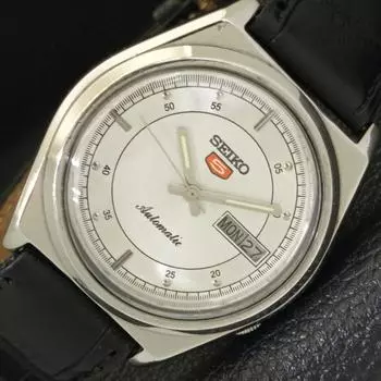 Б/У винтажные мужские часы SEIKO 5 AUTOMATIC 7009A из Японии с серебряным циферблатом a433418-2 R116-a433418