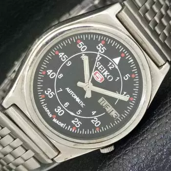 Б/У винтажные мужские часы SEIKO 5 AUTOMATIC 7019A из Японии с черным циферблатом a433550-2 R117-a433550