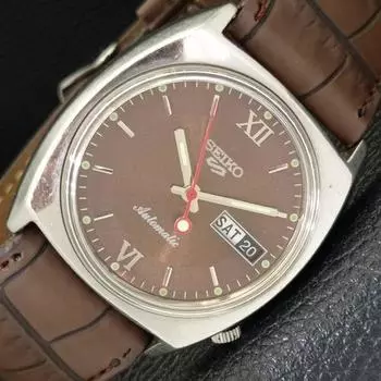 Б/У винтажные мужские часы SEIKO 5 AUTOMATIC 6119C из Японии с коричневым циферблатом a433432-2 R116-a433432