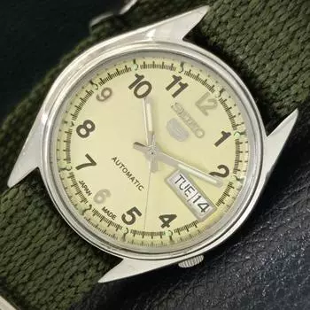 Б/У винтажные мужские часы SEIKO 5 с автоматическим механизмом 7S26A из Японии с кремовым циферблатом a433516-2 R117-a433516