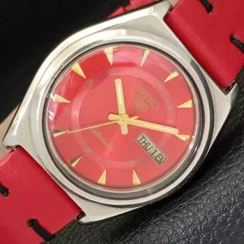 Б/У винтажные мужские часы SEIKO 5 AUTOMATIC 7009A из Японии с красным циферблатом a433406-2 R116-a433406