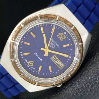 Б/У винтажные мужские часы SEIKO 5 AUTOMATIC 7009A из Японии с синим циферблатом a433620-2 R118-a433620