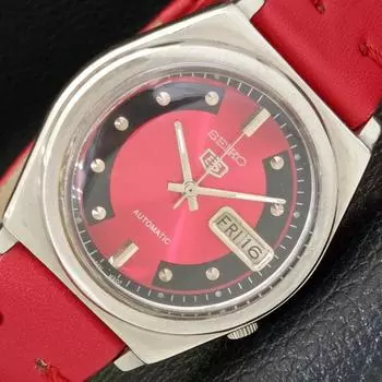 Б/У винтажные мужские часы SEIKO 5 AUTOMATIC 7009A из Японии с красным циферблатом a433640-2 R118-a433640