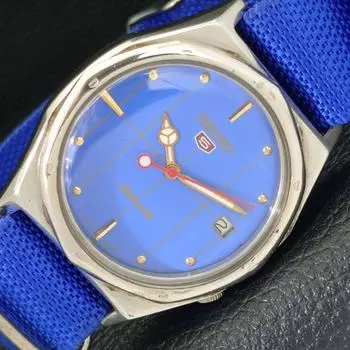 Б/У винтажные мужские часы SEIKO 5 AUTOMATIC 7005A JAPAN с синим циферблатом и датой a433801-2 R119-a433801