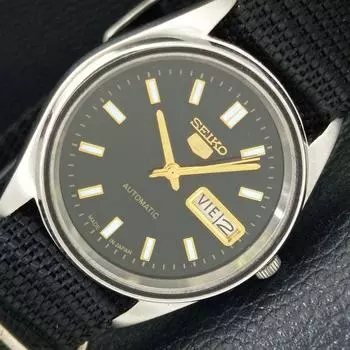 Б/У винтажные мужские часы SEIKO 5 AUTOMATIC 6119C из Японии с черным циферблатом a433861-2 R119-a433861