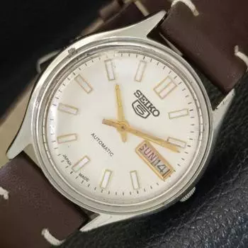 Б/У винтажные мужские часы SEIKO 5 AUTOMATIC 6309A из Японии с белым циферблатом a433815-2 R119-a433815