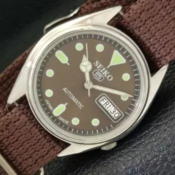 Б/У винтажные мужские часы SEIKO 5 AUTOMATIC 7S26A из Японии с коричневым циферблатом a433528-2 R117-a433528