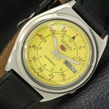 Б/У винтажные мужские часы SEIKO 5 AUTOMATIC 7009A из Японии с желтым циферблатом a433540-2 R117-a433540