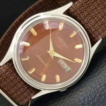 Б/У винтажные мужские часы SEIKO 5 AUTOMATIC 7009A из Японии с коричневым циферблатом a433672-2 R118-a433672