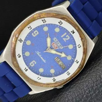 Б/У винтажные мужские часы SEIKO 5 AUTOMATIC 7009A из Японии с синим циферблатом a433638-2 R118-a433638