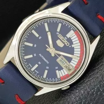 Б/У винтажные мужские часы SEIKO 5 AUTOMATIC 7019A из Японии с синим циферблатом a433417-2 R116-a433417