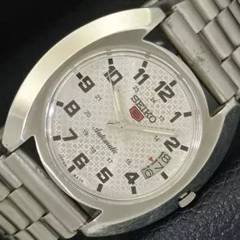 Б/У винтажные мужские часы SEIKO 5 AUTOMATIC 7025A JAPAN с серебряным циферблатом и датой a433803-2 R119-a433803