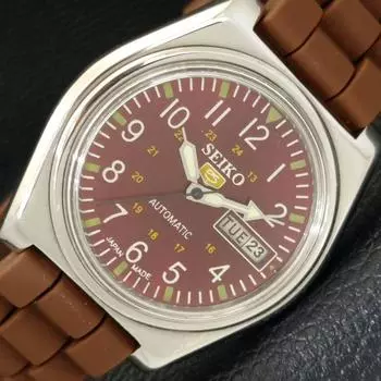 Б/У винтажные мужские часы SEIKO 5 AUTOMATIC JAPAN с коричневым циферблатом a433648-2 R118-a433648