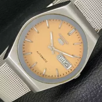 Б/У винтажные мужские часы SEIKO 5 AUTOMATIC 6349A из Японии с бежевым циферблатом a433650-2 R118-a433650