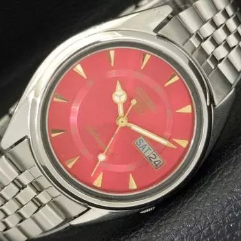 Б/У винтажные мужские часы SEIKO 5 AUTOMATIC 7009A из Японии с красным циферблатом a433616-2 R118-a433616