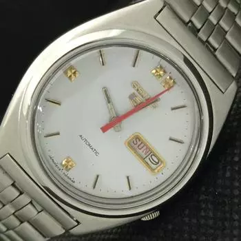 Б/У винтажные мужские часы SEIKO 5 AUTOMATIC 6349A из Японии, белые, 621b-a413549-2 SKU621b-a413549