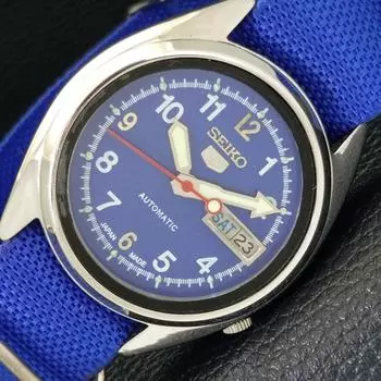 Б/У винтажные мужские часы SEIKO 5 AUTOMATIC 7009A из Японии с синим циферблатом a434607-2 R121-a434607