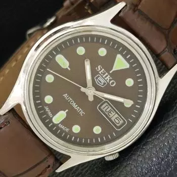 Б/У винтажные мужские часы SEIKO 5 AUTOMATIC 7019A из Японии с коричневым циферблатом a434956-2 R122-a434956