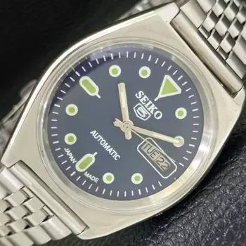 Б/У винтажные мужские часы SEIKO 5 AUTOMATIC 7S26A из Японии с синим циферблатом a435000-2 R122-a435000