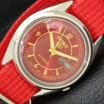Б/У винтажные мужские часы SEIKO 5 AUTOMATIC 7009A из Японии с красным циферблатом a435029-2 R122-a435029